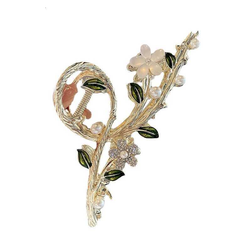 Hair Clips With Rhinestone Oil Drops And Metal Hair Clips For Women New Flower Branch Hair AccessoriesW254021