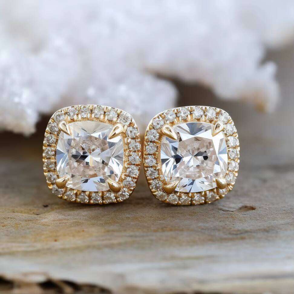 14k Solid Gold VVS Dia Sterling Sier Moissanite Stud Earrings for Women