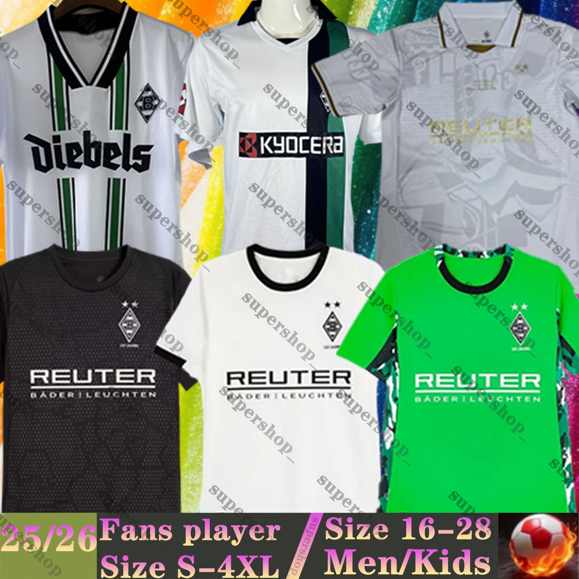 25 26 Borussia Monchengladbach soccer Jerseys Retro 96 08 09 RAFFAEL 2025 2026 home away Gladbach EEDI PLEA ZAKARIA GINTER THURAM NEUHAUS MEN KIDS KIT foootball Shirt