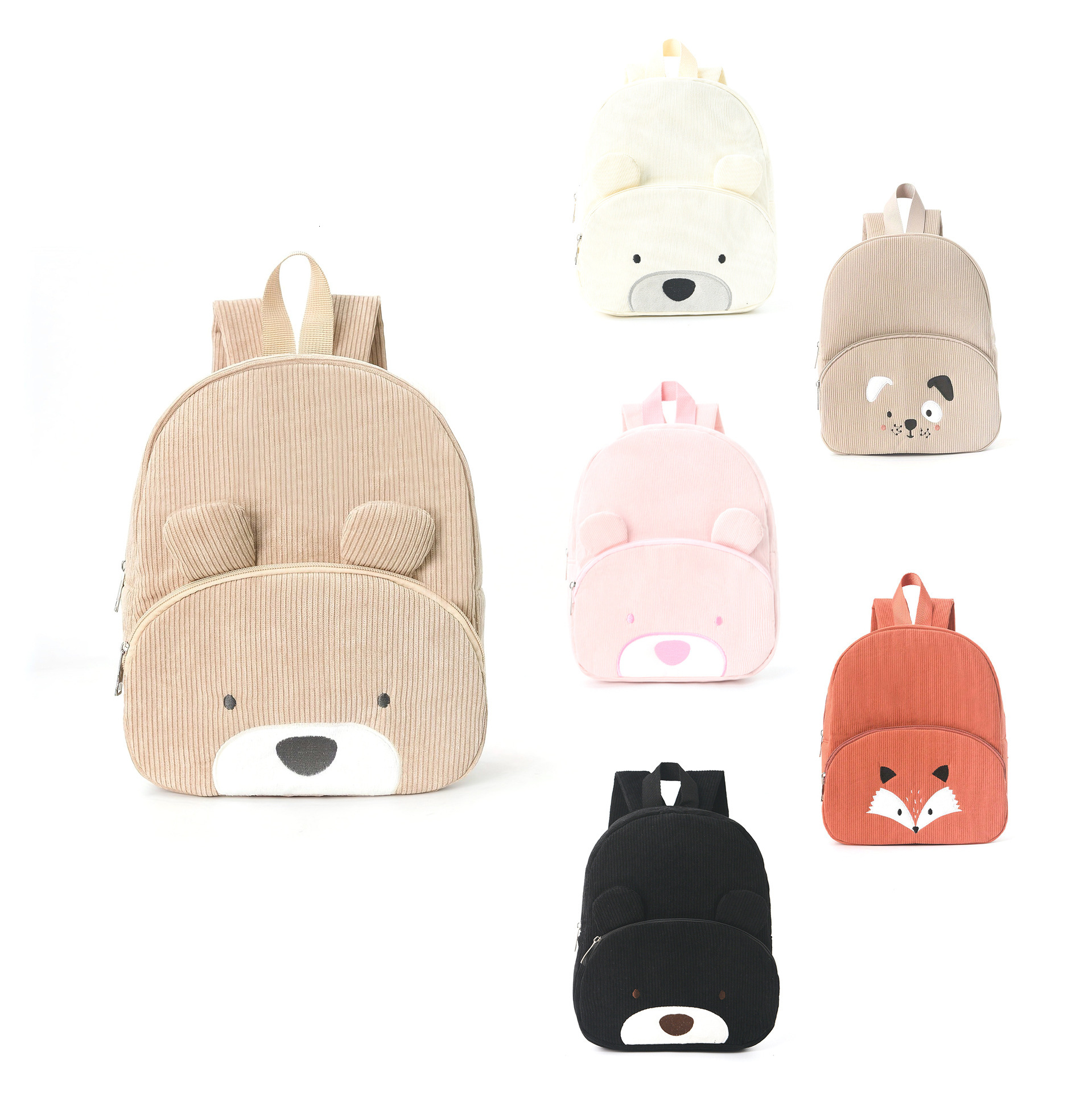 Hot selling fashion designer cute little bear corduroy elementary school backpack fashionable casual cartoon plush bag