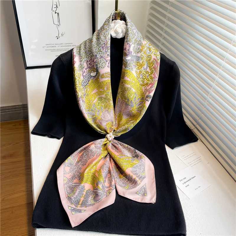 Luxury 90cm Twill Square Scarf For Wen Spring Print Hair Band Hijab Foard Sunsceen Neckerchi Shawl Wraps EcharpeW251021