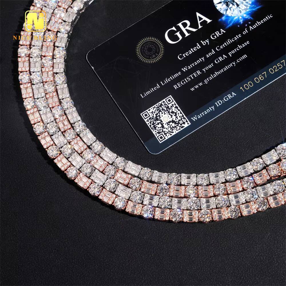 Fashion Fancy Cut Iced Out 5MM Tennis Chain 925 Silver Moissanite Diamond Tennis Necklace Pass Diamond Test Moissanite Necklace