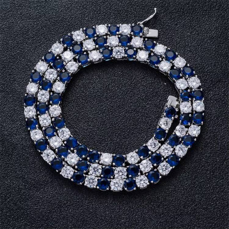 Hip Hop Style Moissanite Diamond Tester Sapphire Tennis Chain for Women and Men