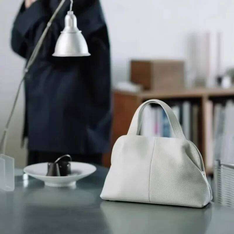 Top Layer Cowhide Leather Large Capacity Handbag Women's New 2025 Fashion Autumn Winter Boston Pillow Bag