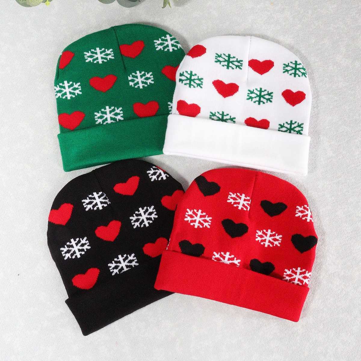 New Autumn and Winter Jacquard Hat Snowflake Love Heart Christmas Style Knitted Hat Warm Casual Fashion Cold Hat H251020