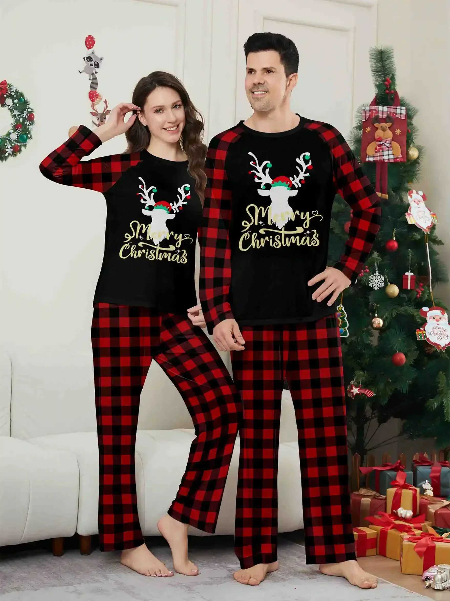 2025 New Family Pajamas Set Merry Christmas Plaid Print Mom Daughter Dad Son Matching Clothes Soft Cute Pyjamas Xmas Look Wear L251021AM1X