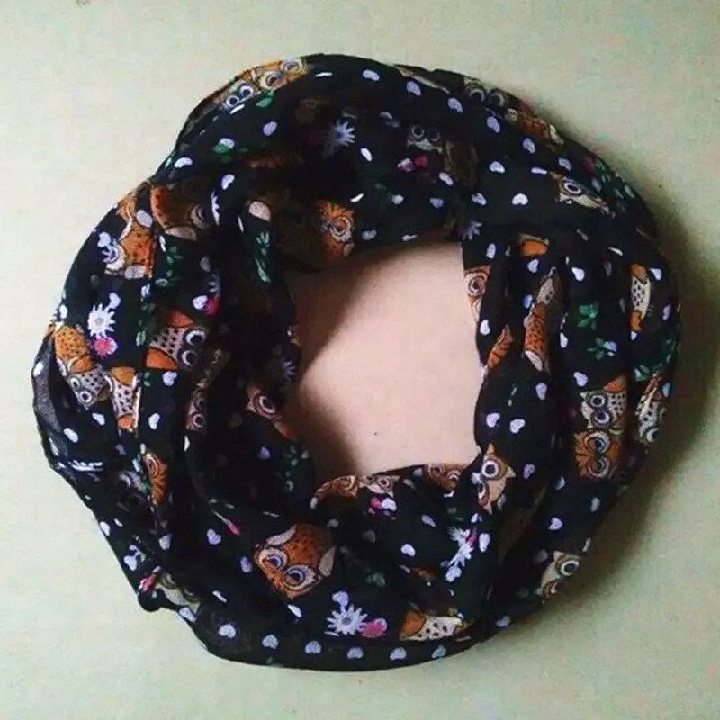 Girl and Boy Children small owl Print Scarf Circle Loop Kids Infinity Scarves Baby Accessories flowers love neckerchief 251021