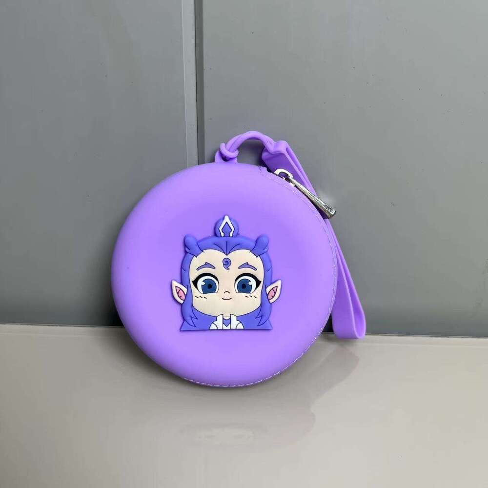 Cartoon Coin Purse Nezha 2 Demon Child Headphone ID Zipper Silicone Lipstick Bag Storage Mini