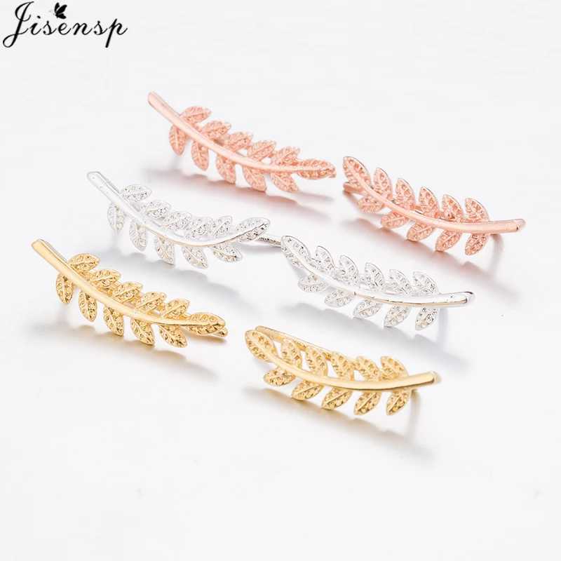 Jisensp Boho Vintage Botanical Leaf Ear Climbers Statement Stud Earrings for Women Bridal Jewelry Leaves Branch Ear Crawlers J251021