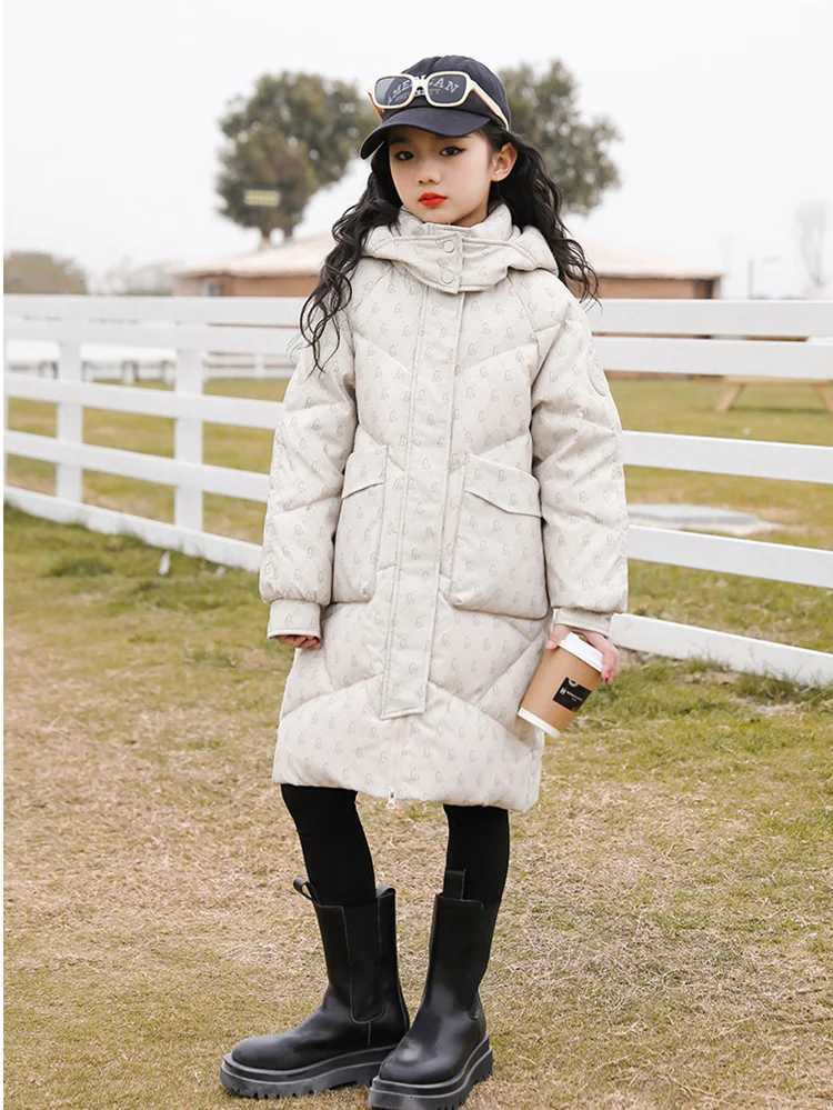RAISE Russian Winter Down Jacket For Kid Girl Printed Hooded Thick Warm Long Teens Girl Outerwear Coat 614Y Kids Parkas JacketsT251021