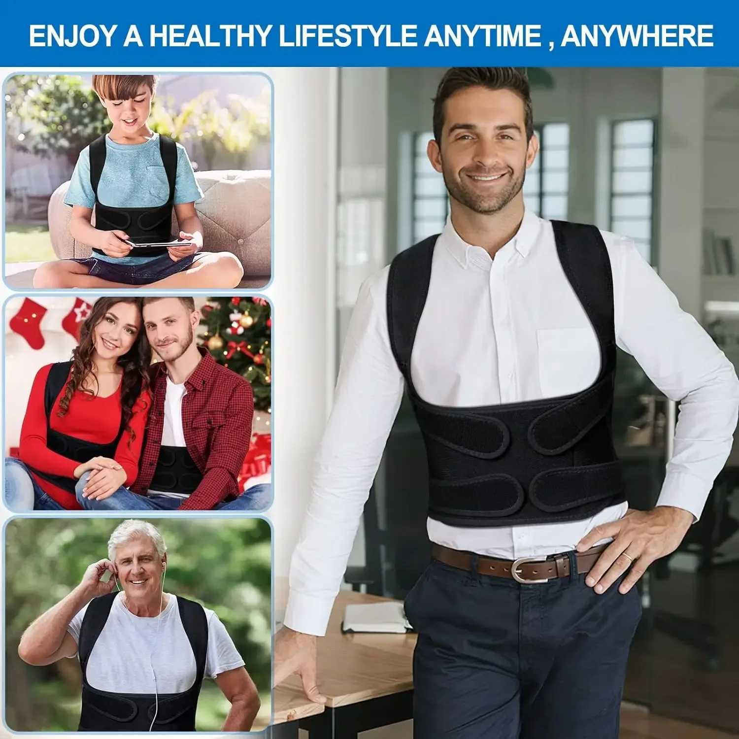 Adjustable Full Back Brace Posture Corrector for Women And Men Shoulder Straightener Support for Correcting Poor Posture D251021