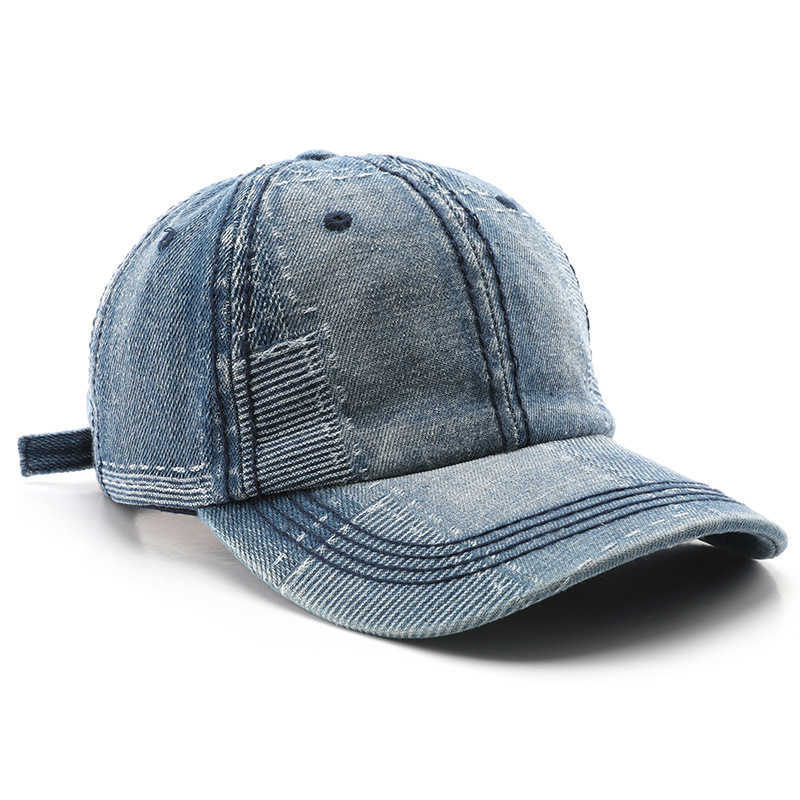 Womens Solid Color Patchwork Denim Baseball Cap Outdoor Street Style Personality Mens Travel Sun Protection Visor Cap H251020
