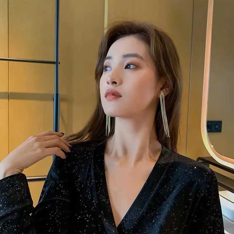 New Luxury Long Tassel Clip on Earrings for Women Bridal Earrings Party Wedding Ear Clips Jewelry Gifts J251021