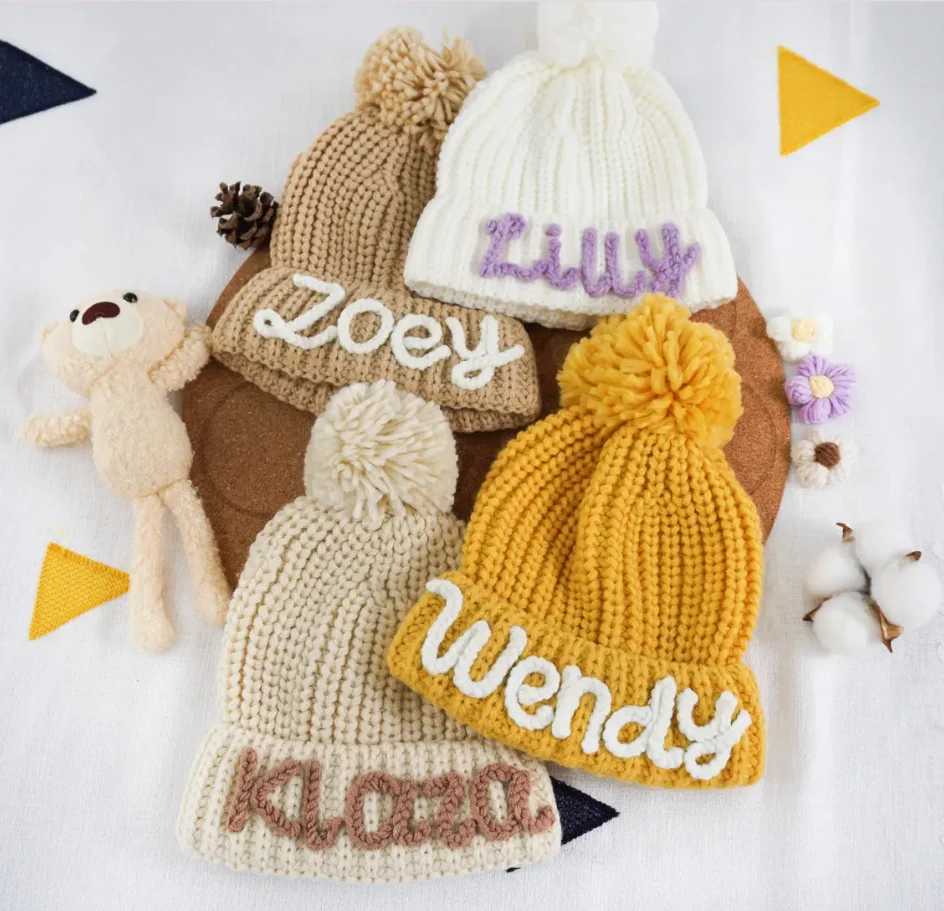 Personalized Hand Embroidered Name Beanies Custom Knit Hats for Boy and Girl Unique Winter Accessories Christmas Gifts J251021