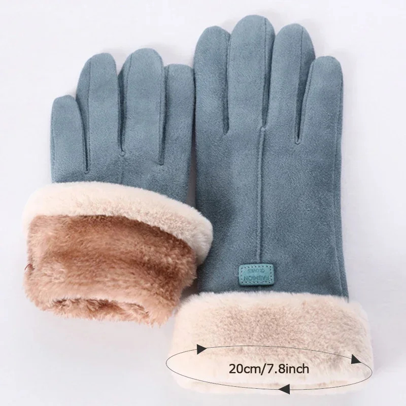 Fashion Gloves Autumn Winter Cute Furry Warm Mitts Full Finger Mittens Women Outdoor Sport Female Gloves Screen 251020