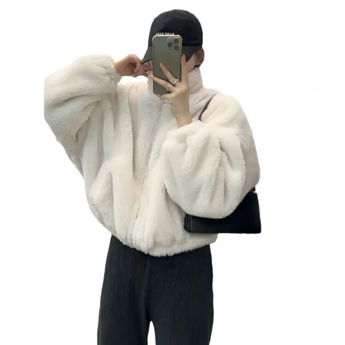 Lamb Fur Jacket Women Plush Loose Thickened Autumn Winter Short Coat Stand Collar Warm Cotton Clothes Korean Style Outerwear 251021
