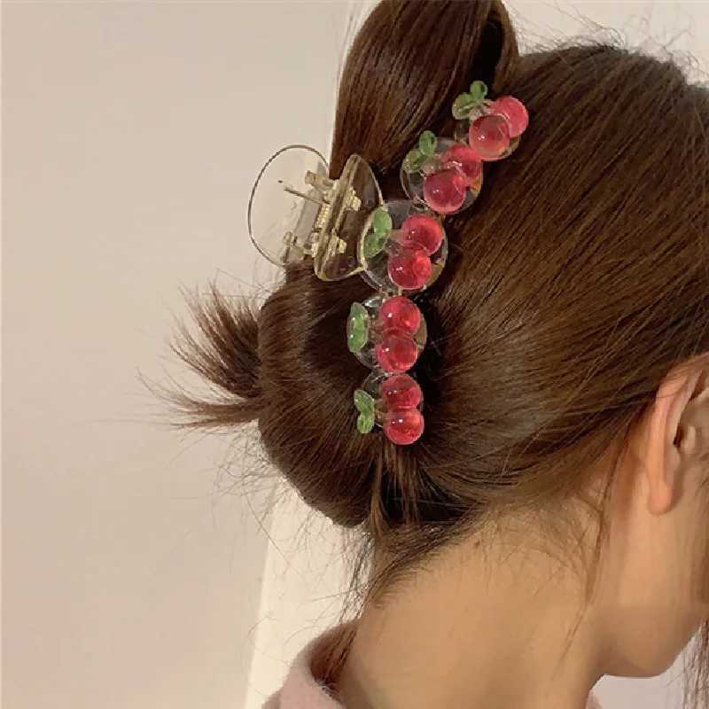 Jelly Cherry Grab Clip Original Sweet Girl Women Resin Head Hair Shark Clip Spring Claw Clip Hair Jewelry 2023 Hair AccessoriesW254021