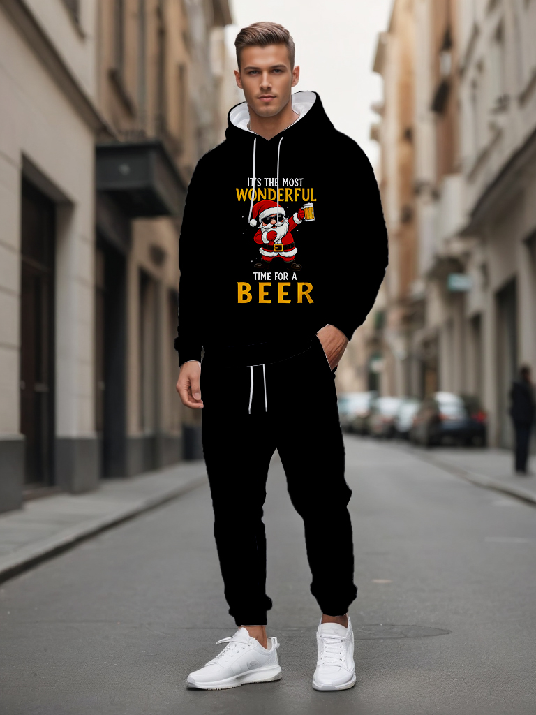 Men's Ankle-Length Knitted Hoodie Casual Outdoor Polyester T-Shirt Long Sleeve Adjustable Drawstring Hood Autumn Wear - LMWY00188