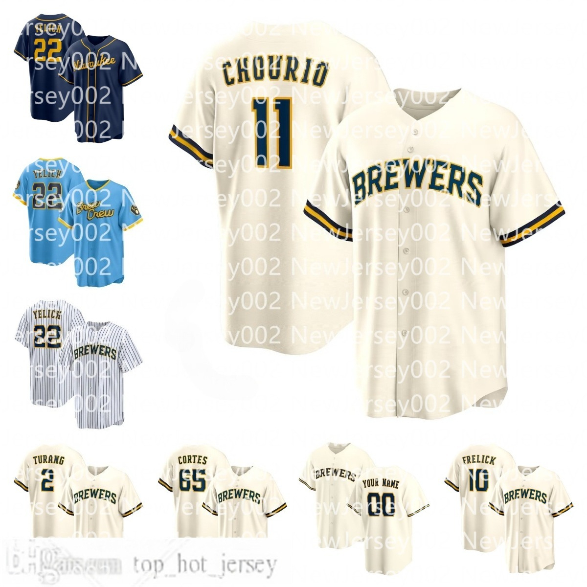 Brewers Jersey Jackson Chourio Christian Yelich Sal Frelick Rhys Hoskins Brice Turang William Contreras Freddy Peralta Nestor Cortes Baseball Custom