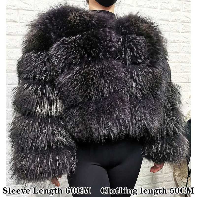 Plus Size Tops Brown Fur 2025 Maomaokong Obese Womens Outerwear Natural Raccoon Real Fur Coat Winter Jacket Female Clothing1 Y251105