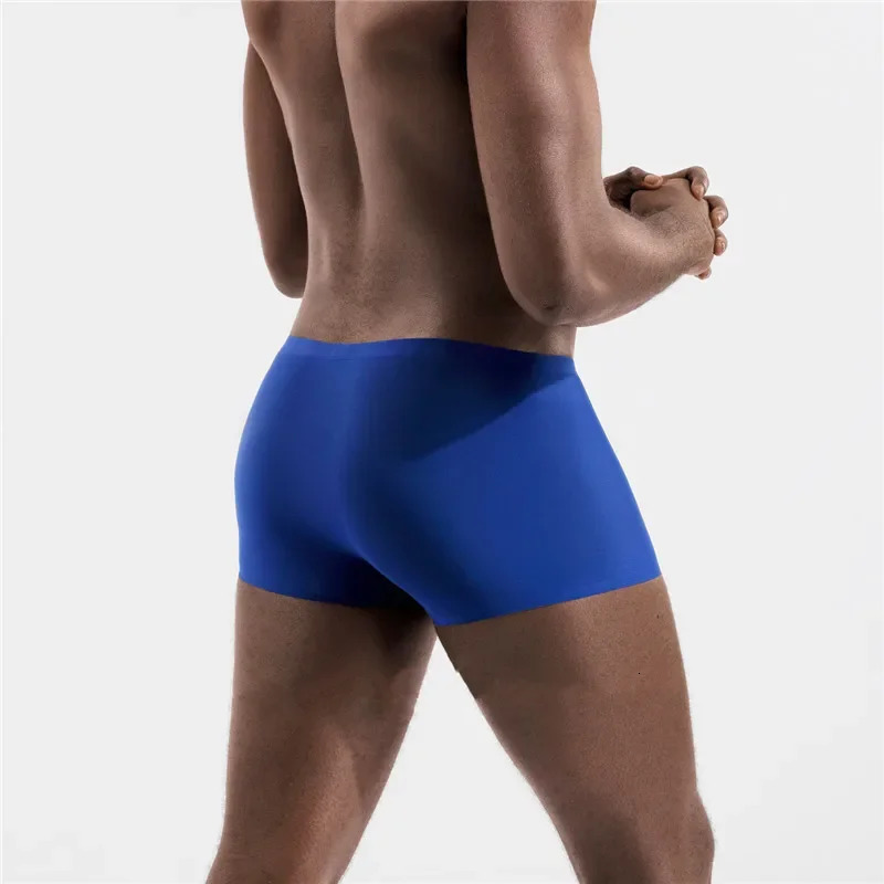LXXXL Seamless Ice Silk Boxers Men Solid Color Male Underpants Ultrathin Sexy Underwear Summer COOL Trunk Shorts 251021
