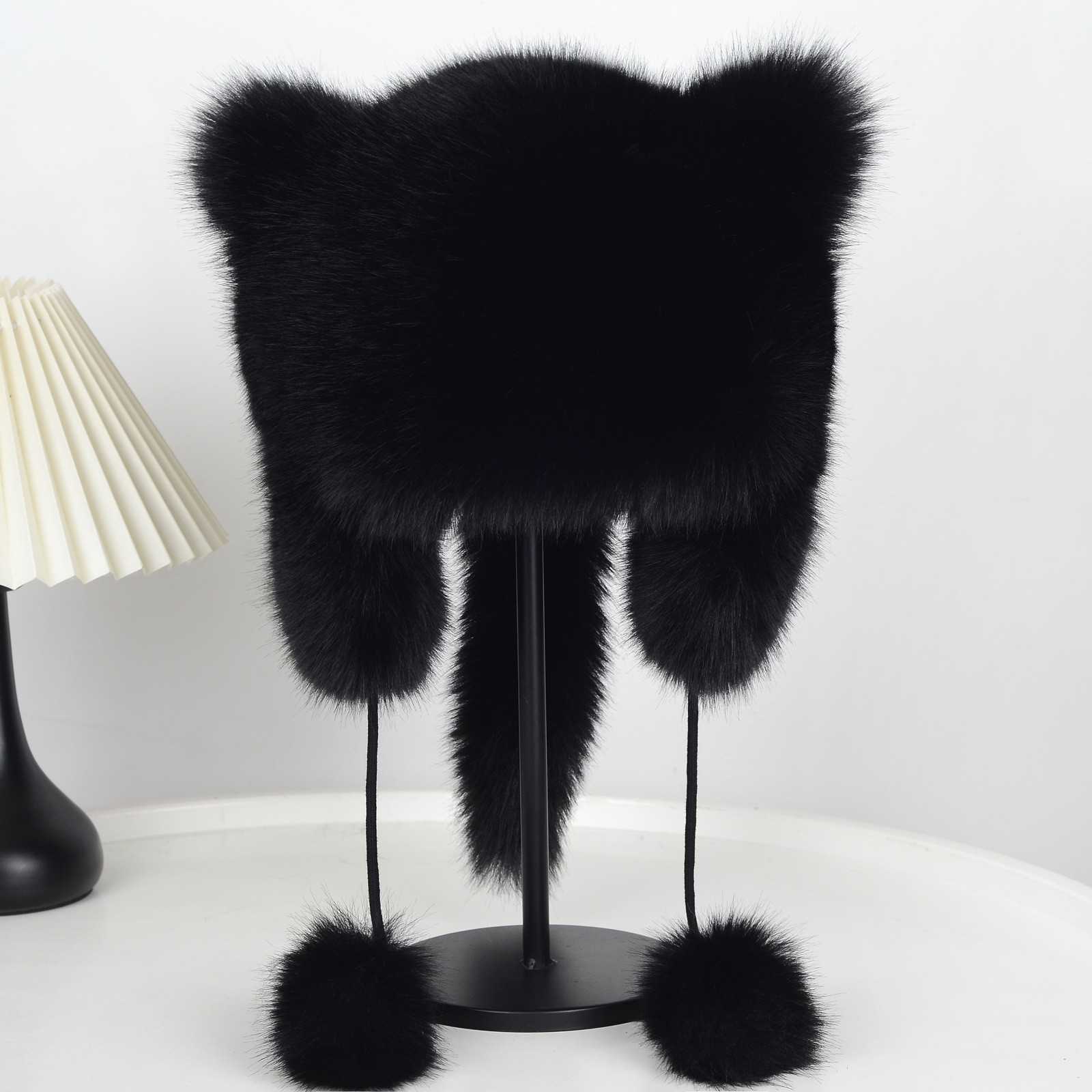 Little Raccoon Hat Fox Fur Winter Thickened Warm Princess Hat Fashion Ear Protection Hat Little Raccoon Plush Hat H251020