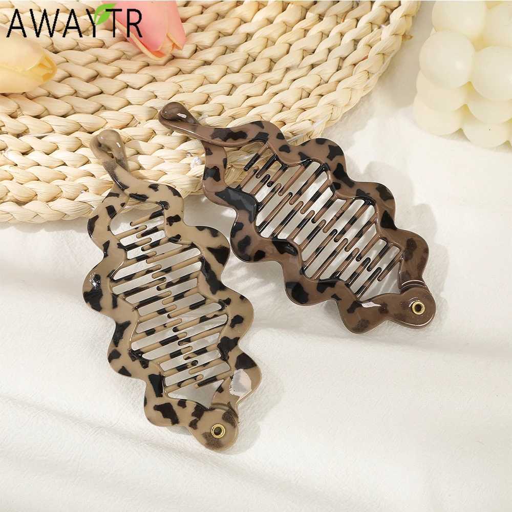 AWAYTR Leopard Fish Hairpin Handmade Banana Hair Clips Comb Clamp Girl Hair Accessories Festival Gift Valentine HeadwearW254021