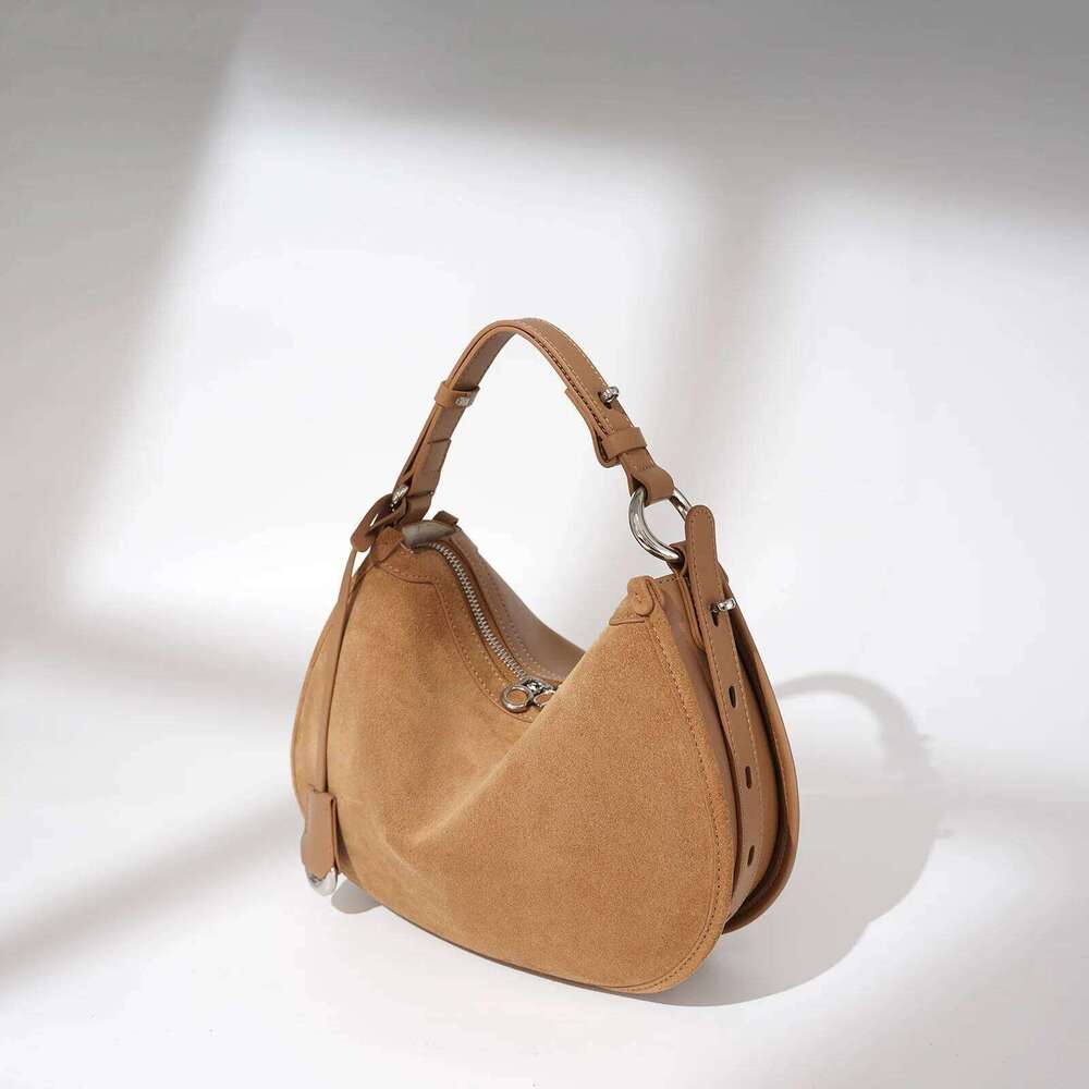 Frosted Cowhide Dumpling New Niche Design Suede Vintage One-Shoulder Crossbody Bag Fashionable Ladies Handbag 251021