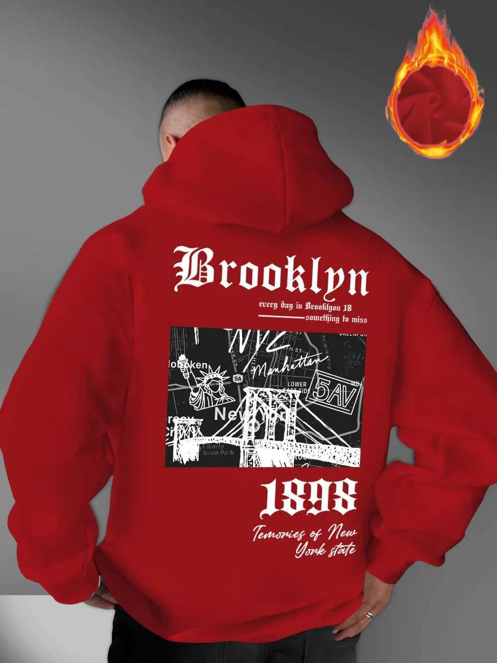 Fashionable mens autumn gothic letter retro landscape print micro elastic comfortable hooded sweatshirt outdoor street style to W251021