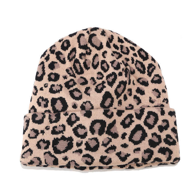 Leopard Knitted Hat Womens Fashion Trend Versatile Wool Hat Womens Winter Hat Trend H251020