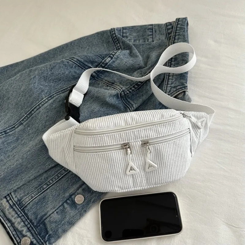 Simple Solid Colour Corduroy Fanny Packs For Women Leisure Waist Bag Female Waist Pack Laidies Crossbody Chest Bag 251017
