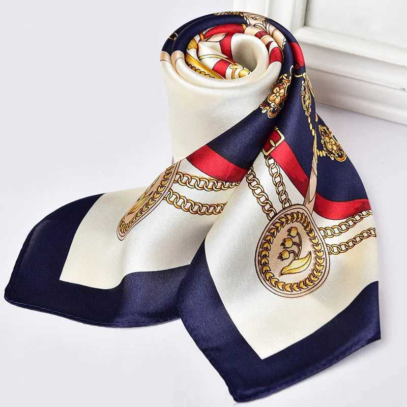 Natural Silk Square Scarf Wen Flower Print Small Real Silk Bandana Hair Scarf Luxury Neckscarf Pure Silk ScarfW251021