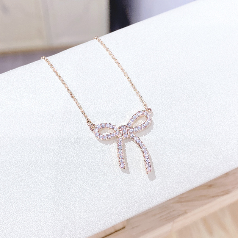 Necklace for women Fashionable gold-plated necklace women's zircon fish tail bow shell collarbone chain free shipping Valentine's Day gift