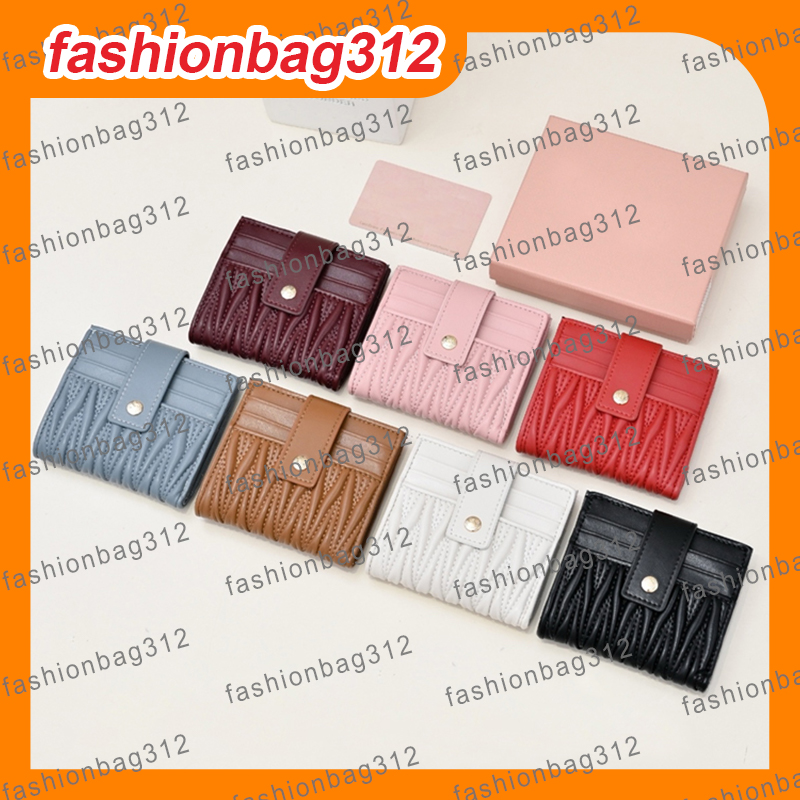 Women's Fashion Pleated Card Holder Wallet Multiple Colors Genuine Leather Women's Pleated Cardholder Wallet Chic Design Multiple Colors for