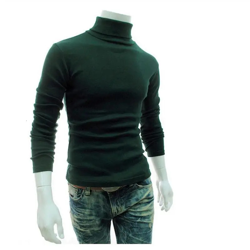 Fashion Men Sweater Solid Color Long Sleeve Turtleneck Sweater in Mens Pullovers Knitted Sweater Men Jersey Hombre Cuello 251020