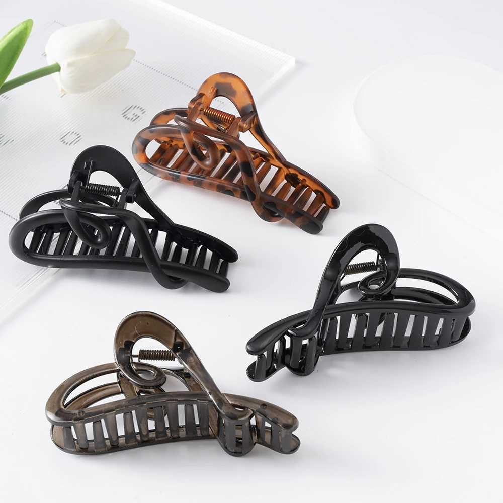 Vintage Heart Shape Plastic Hair Claw For Women Back Hair Holder Headband Elegant Hair Clips Hairpin Fashion Hair AccessoriesW254021
