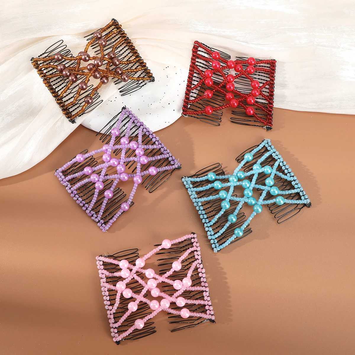 Pearl Plate Hair DoubleRow Comb Hair Comb Large Temperament Hairpin Clip Fixed Hair Hairpin Female Back Of The Head HeadwearW254021