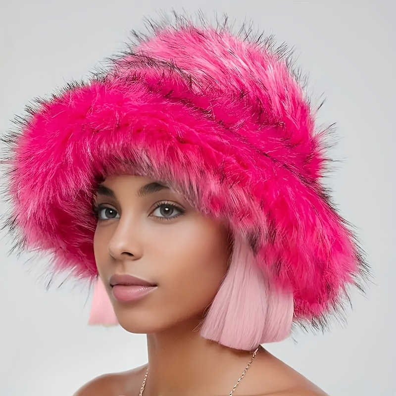 Warm Plush Fisherman Hat Faux Fur Thickened Raccoon Fur Outdoor Fashion Warm Bucket Hat H251020