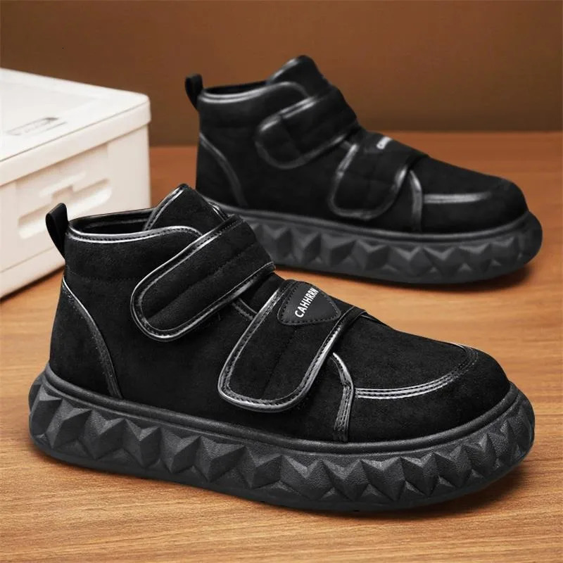 Style Hightop Sneakers with Velcro Loafers Thick Soles Versatile Casual Shoes Short Boots Outdoor Mens Shoes 251017