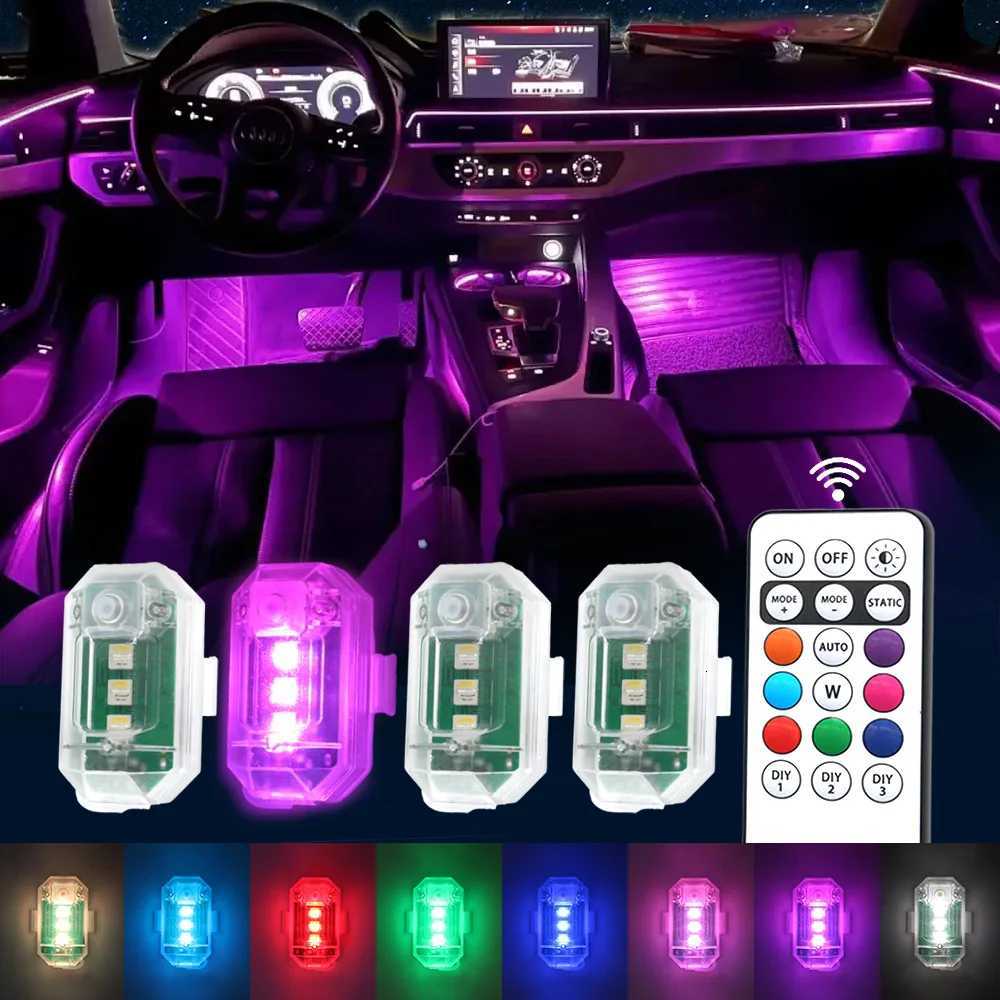 4PCS Wireless LED Strobe Lights with Remote Control 8 Colors USB Charing Waterproof AntiCollision Led Emergency Warning Lights X251021