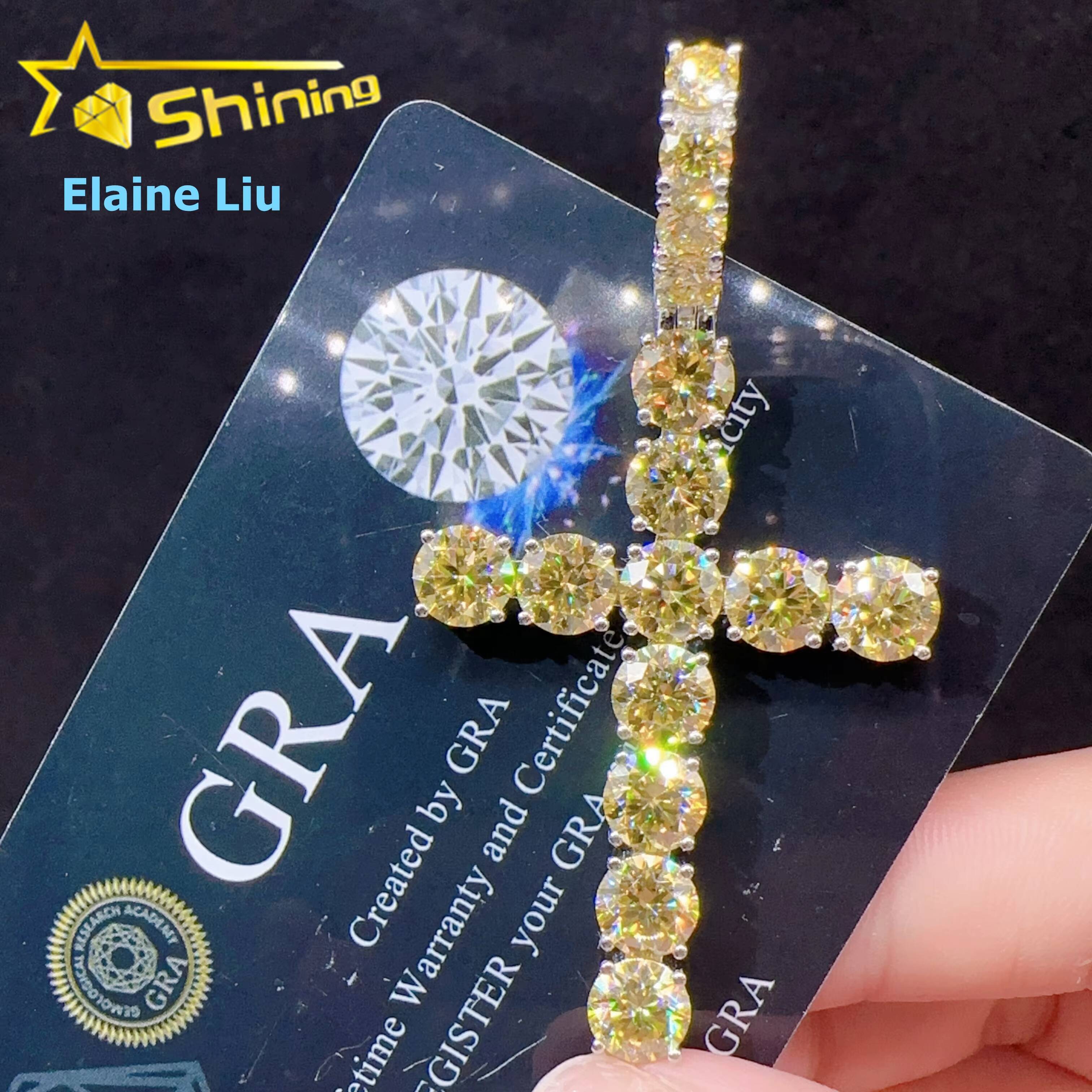 Fine Jewelry Hip Hop Sterling Silver 925 Iced Out Custom Photo Custom Pendant VVS Moissanite Diamond Cross Pendant