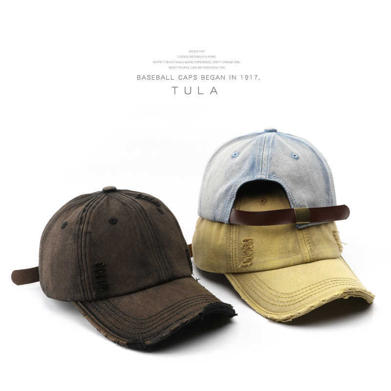 Womens Unique Washed Denim Solid Color Baseball Cap Outdoor Mens Sun Protection Visor Cap H251020