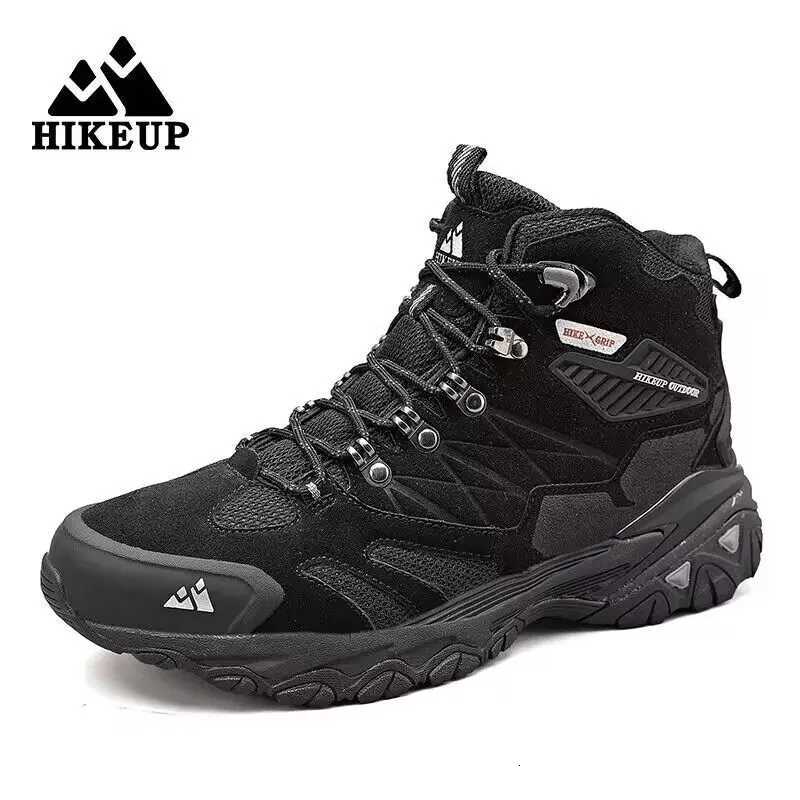HIKEUP Winter Snow Boots for Men Platform Rubber Ankle Boots Man Designer Hiking Shoes Mens Sneakers Winter Leather Hiking Boot L250909