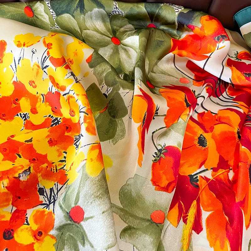 New Silk Square Scarf Women Designer Floral Print Satin Scarves for Lady Foulard Bandana Scarfs Female Neckerchief 90cm Hijab W251021