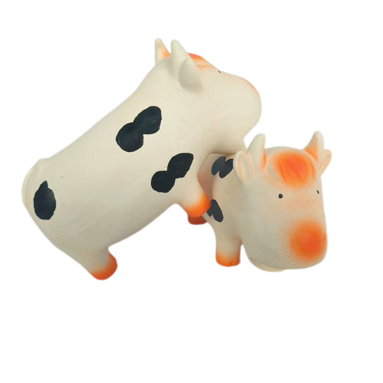 Latex Screaming Cow Dog Toy Soft Natural Rubber Squeaky Chewy Sound Animal Interactive Canine Pet Toys with Bright Colors for Medium Dogs 2pcs/Pack