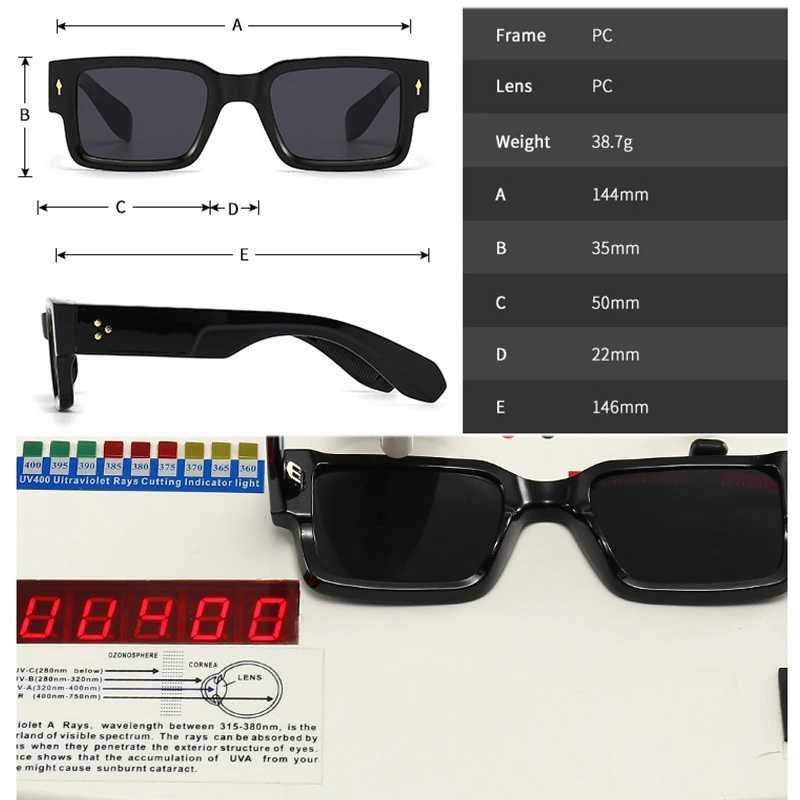 SOEI Ins Popular Fashion Square Rivets Men Sunglasses Vintage Punk Gradient Women Trending Dark Green Sun Glasses Shades UV400 J251114