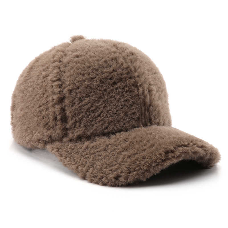 Womens Hat Autumn Winter Personality Solid Color Plush Baseball Cap Outdoor Mens Travel Warm Coldproof Duckbill Cap H251020