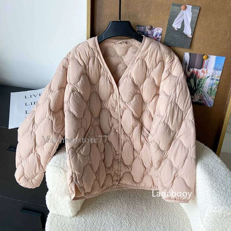 2025 New Autumn Winter Warm Puffer Coat Women Light Thin 90%White Duck Down Jacket Female Short Single Breasted Outwear coats designer women