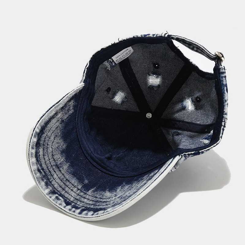 Washed Denim Curved Brim Duck Tongue Cap Mens and Womens Net Red Street Trend Baseball Cap Stage Hip Hop Cap H251020