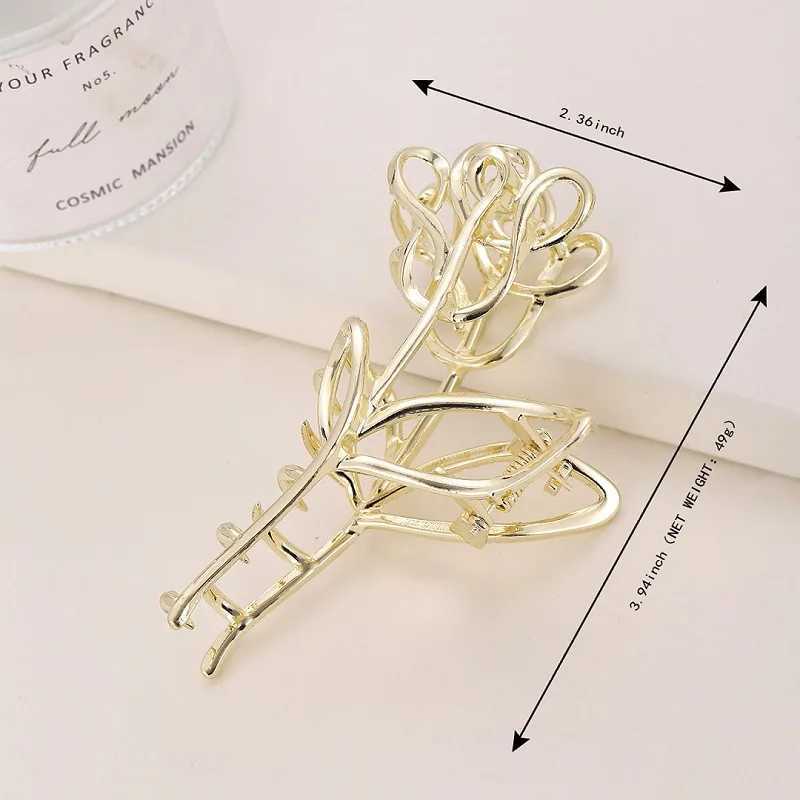 Hollow OutTulip Clamping Hair Clip for Women Korean Style Hair Claws Ins Style Metal Hairpin Style Gold Color Hair AccessoriesW254021